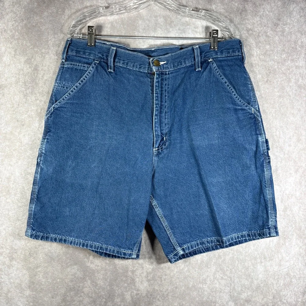 Vintage Carhartt Jean Shorts Mens Size 36 Blue Denim Carpenter Jorts Y2K B28DST